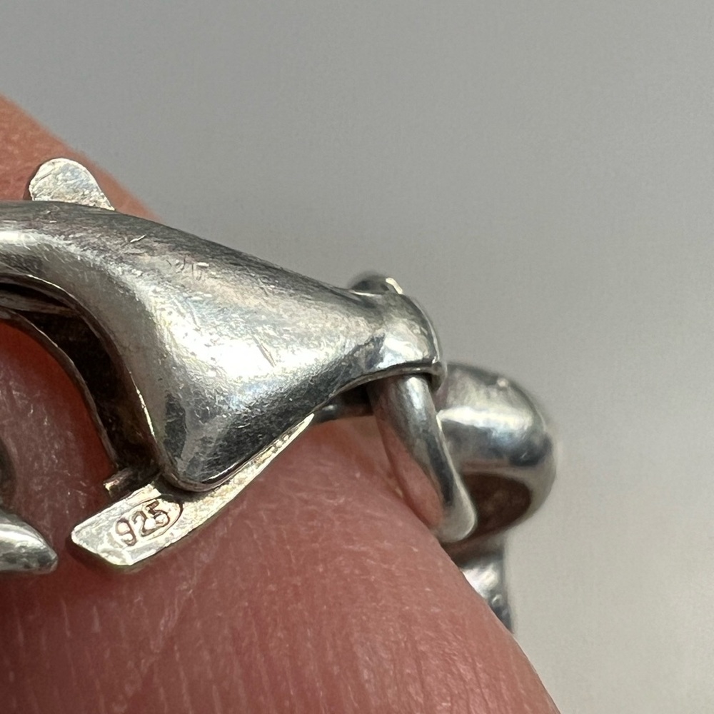 Vintage 925 Sterling Silver Heart Tag Charm Bracelet 7.75" - Picture 10 of 16
